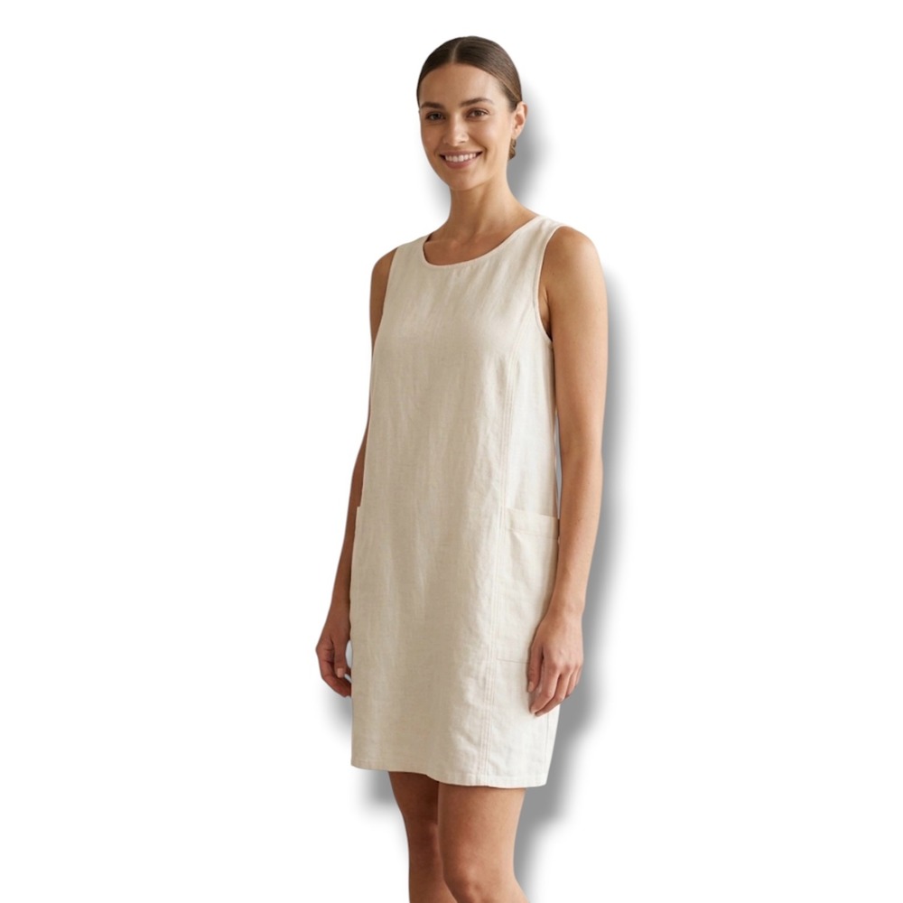 Erika‎ & Co 90s Linen Cotton Blend Cottagecore Sleeveless Dress Sz M Breezy Chic
